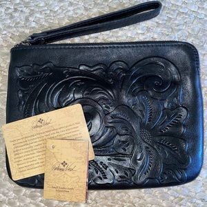 Patricia Nash Cassini Tooled Black Wristlet